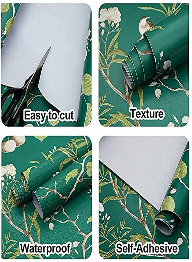 ANNACREATIONS ANNA CREATIONS Self Adhesive Decorative Peel Stick Sea Green Waterproof Floral Wallpaper Removable Wall Sticker for Living Room Hall Decoration PVC Vinyl DIY Wall Stickers 45x304cm (Green Cherry) - Image 3